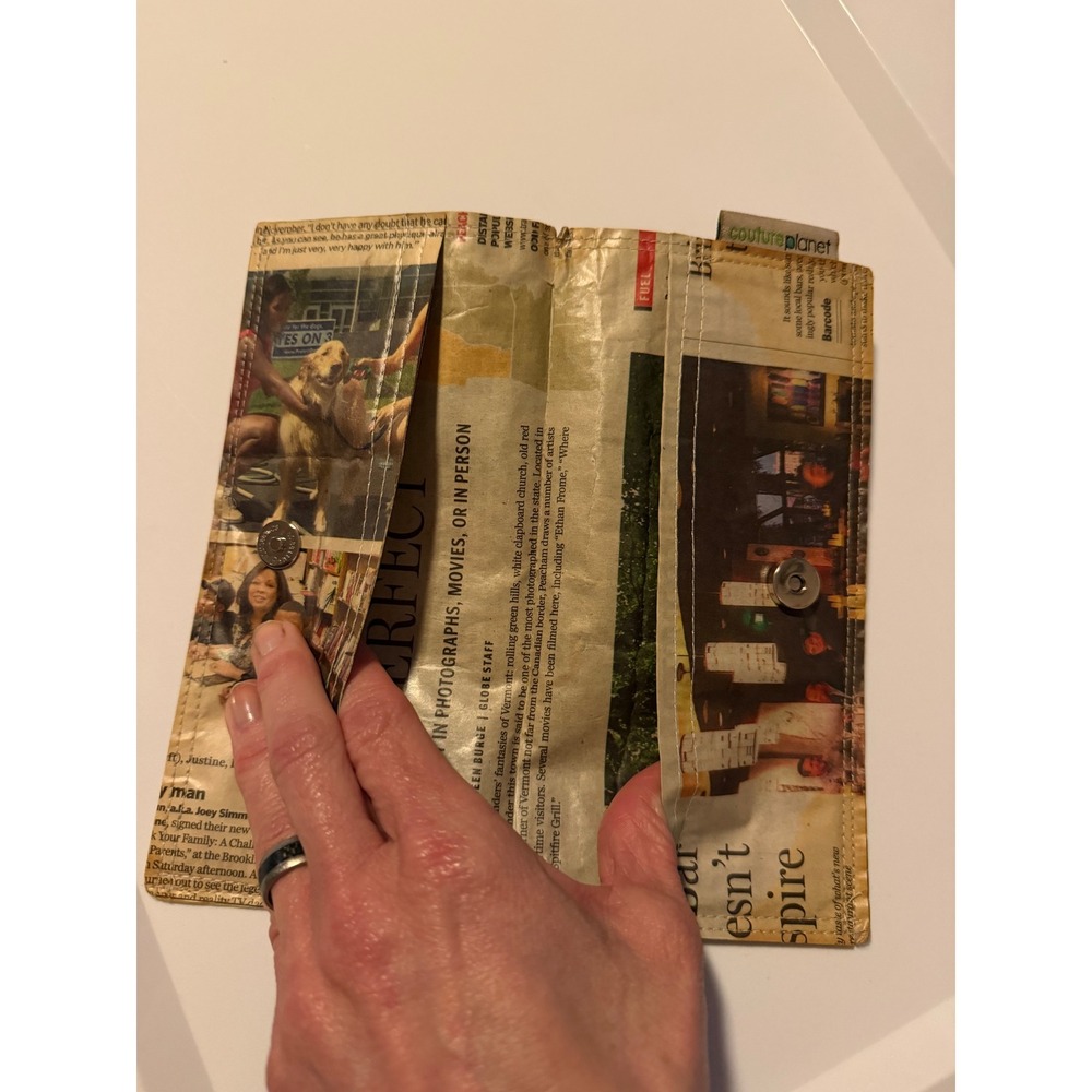 Couture Planet Recycled Newspaper Clutch Boston Globe Movies 2008 Eco Friendly
